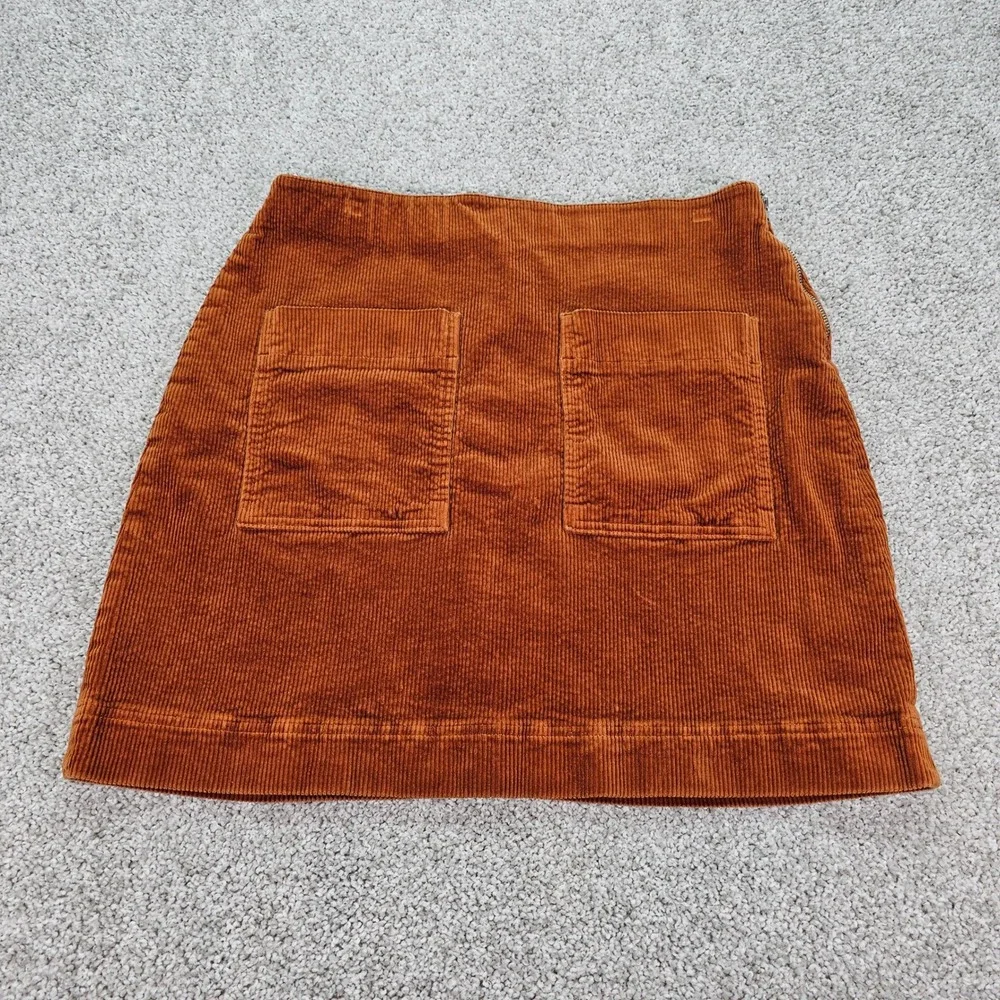 Free‎ Assembly Corduroy A-Line Mini Skirt Rust Orange Side Zip Pockets Size M